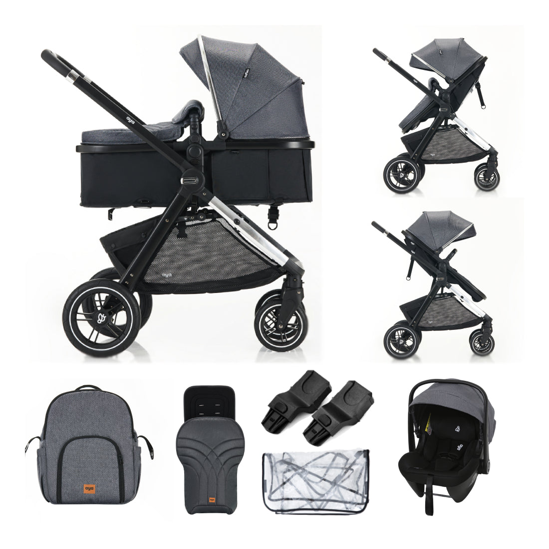 Aya EasyMoov 3 in 1 Pushchair - Stone Grey – Ayababy