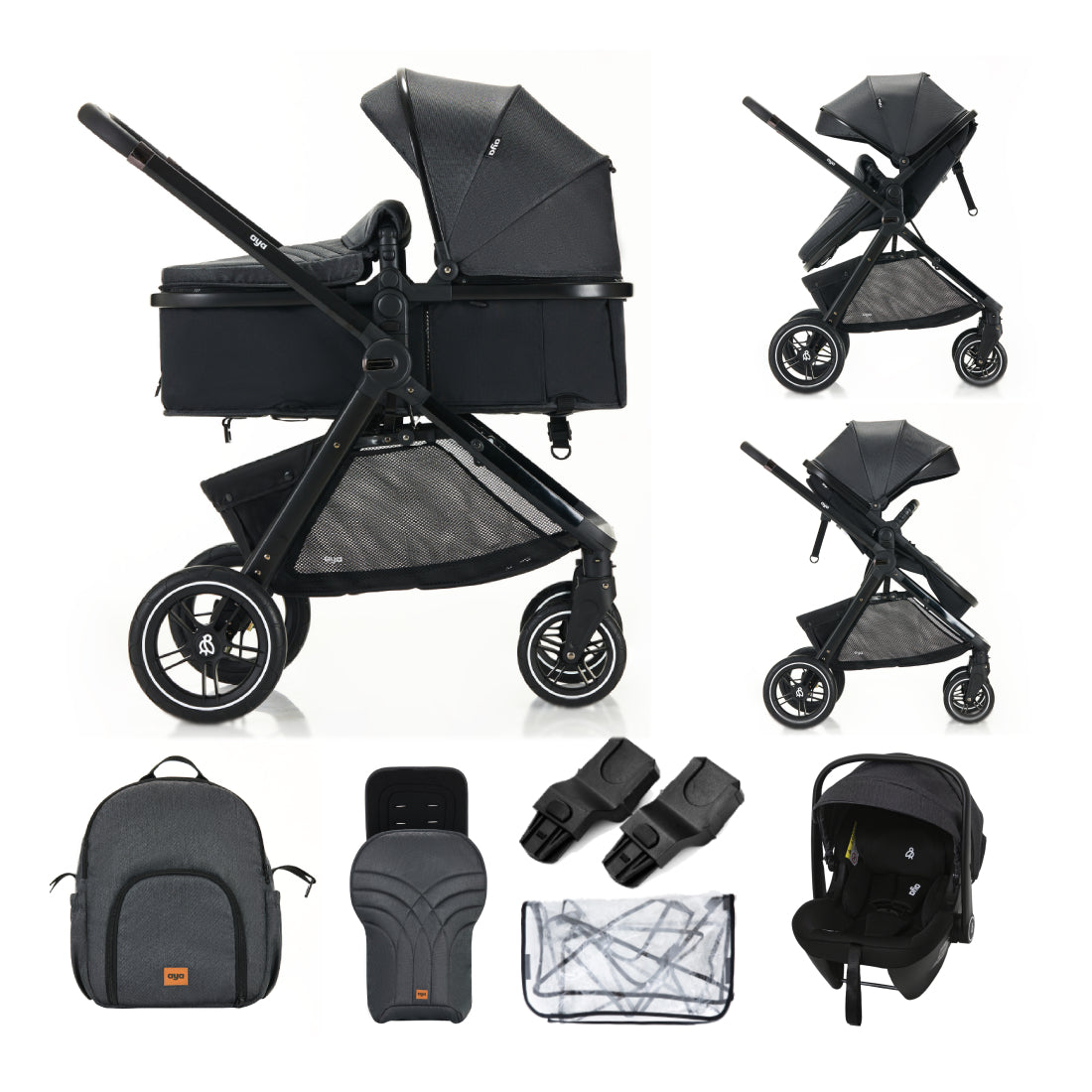 Aya EasyMoov 3 in 1 Pushchair - Midnight Black