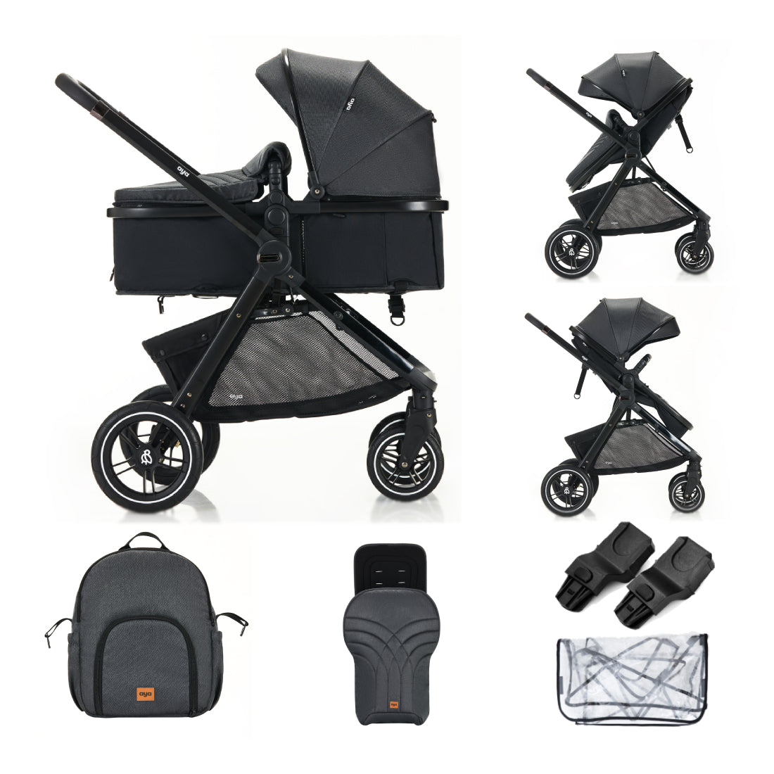 Aya EasyMoov 2 in 1 Pushchair - Midnight Black