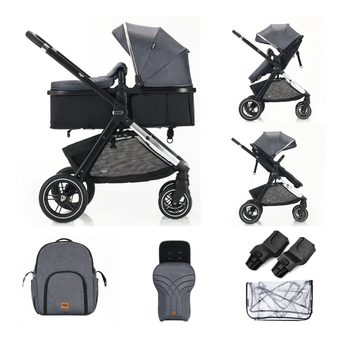 Aya EasyMoov 2 in 1 Pushchair - Stone Grey